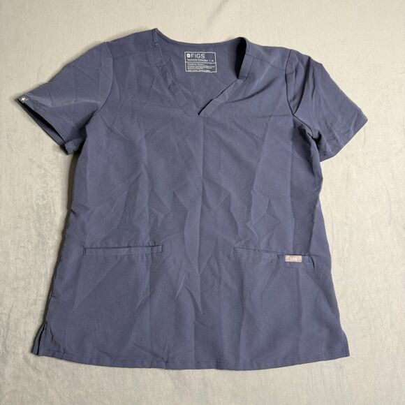 Figs Women's V-Neck Scrub Top in Blue - Picture 1 of 7